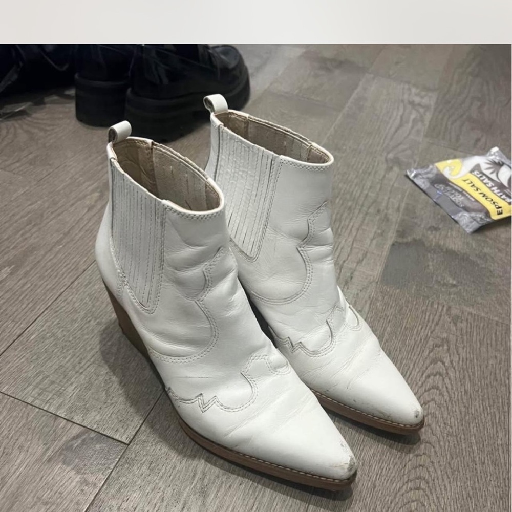 White Western Ankle Boots